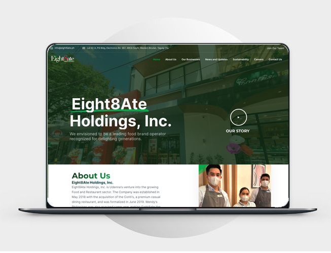 Eight8Ate Holdings Inc. Website Project by Pinfront Digital